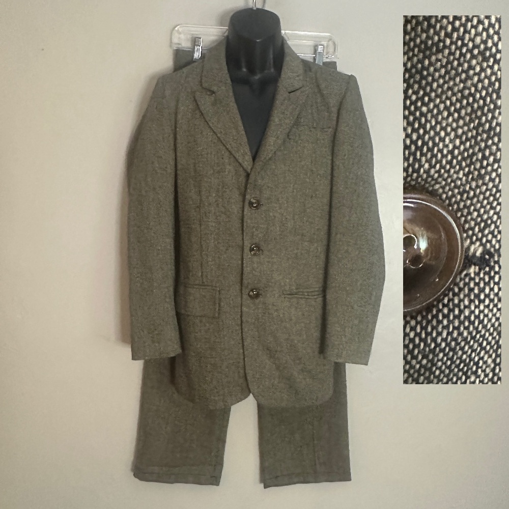 Handmade Linen Peak Lapel Suit ~36R Pants 28" waist 28.5" inseam Gently worn